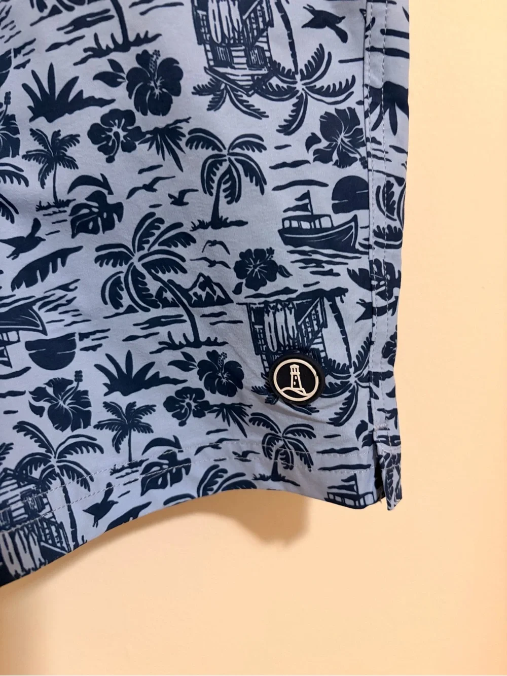 Lands' End Light Blue Tropical Print Board Shorts